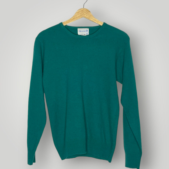 Vintage Deans of Scotland Lambswool Rabbit Fur Sweater Green Pullover Med - Picture 1 of 4